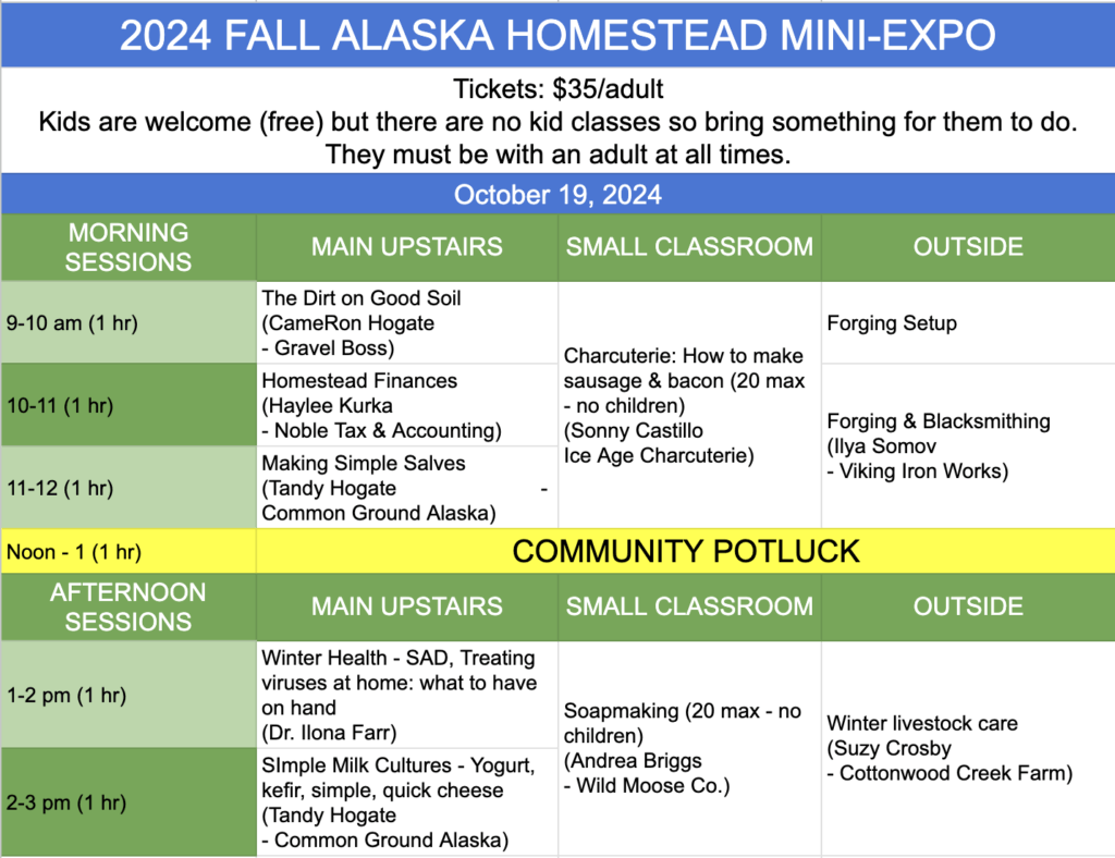 2024 FALL ALASKA HOMESTEAD MINI-EXPO